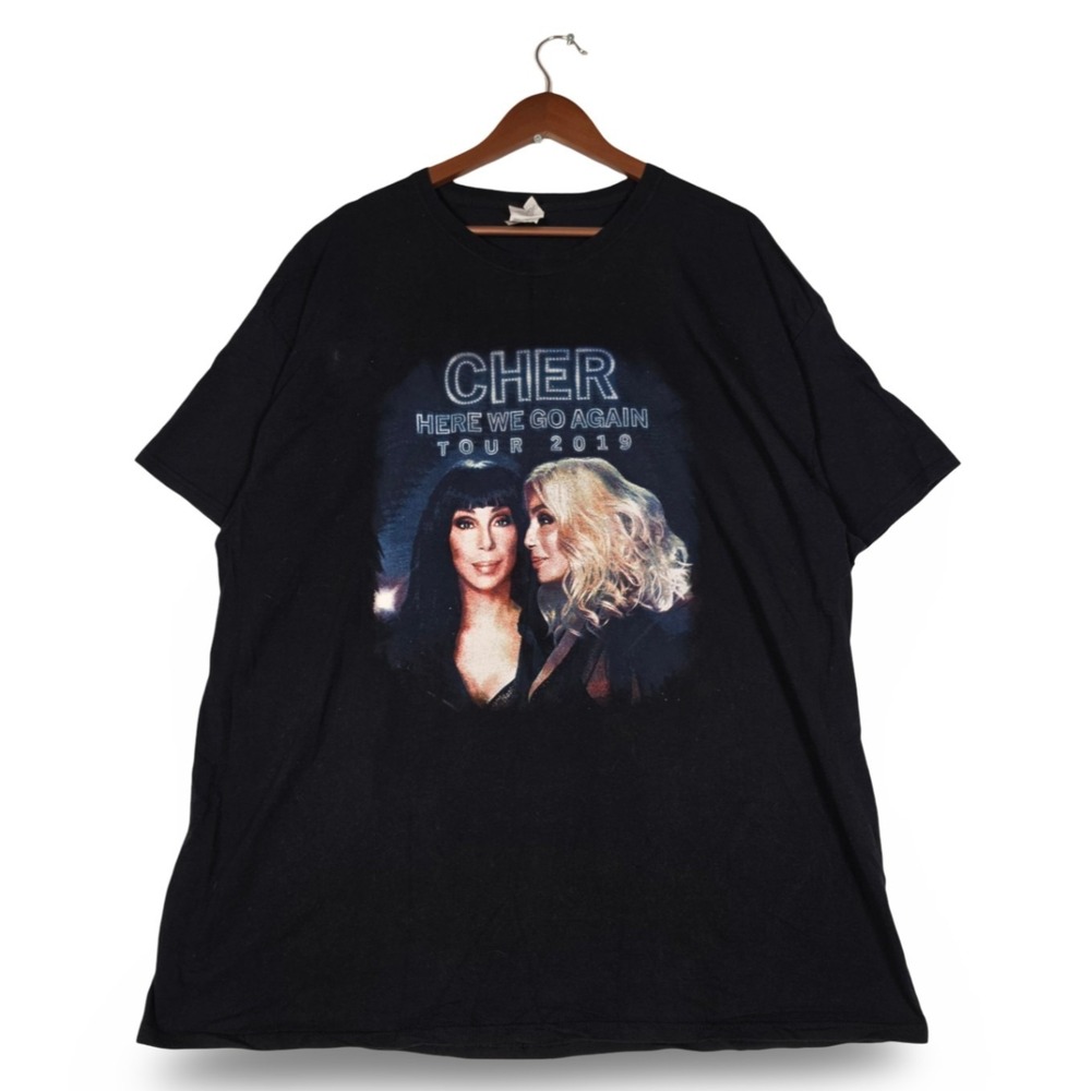 Cher Here We Go Again 2019 Tour T-Shirt Black 2XL Graphic Concert Band Tee Music